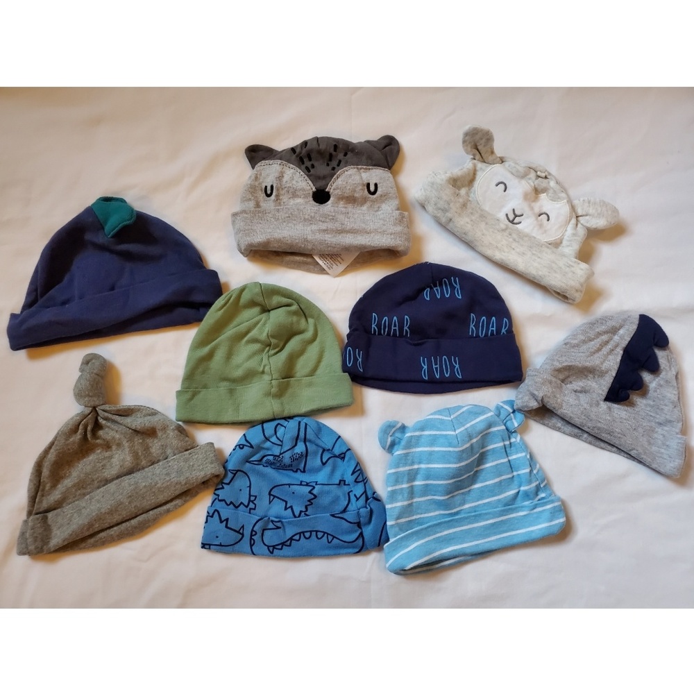 Bundle of baby boy hats - 9 hats